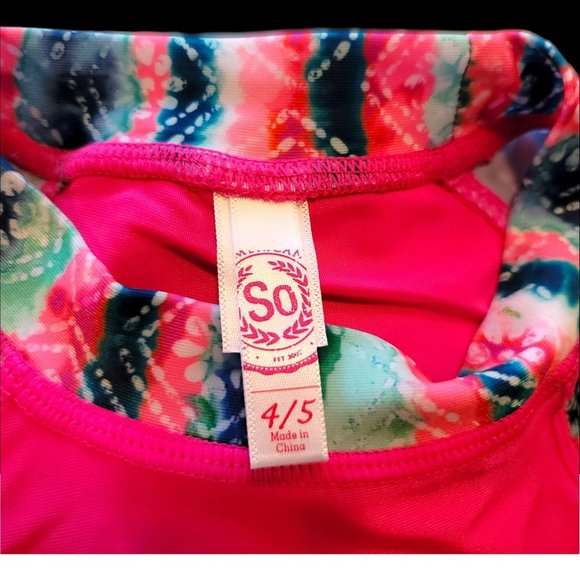BEACH VIBES Swim Bikini and Rashguard Top Pink Tie Dye Girls 4/5 JJ1963 - Picture 7 of 12